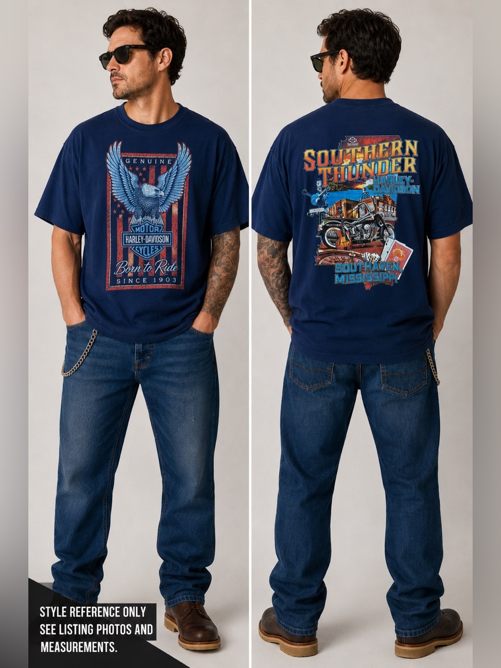 Harley Davidson Southern Thunder Casino Gambling Graphic T-Shirt Men’s XL